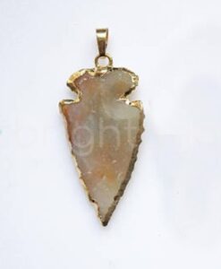 4 inch long natural handmake carved arrowhead stone pendant