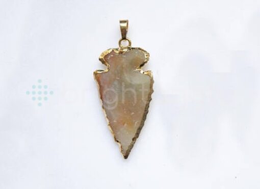 4 inch long natural handmake carved arrowhead stone pendant