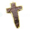 Agate Handknapped cross gold Electroplated pendant.