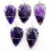 Amethyst Arrowhead Pendant Wire Wrapped Silver