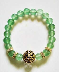 Green Aventurian With Golden Beads Bracelet